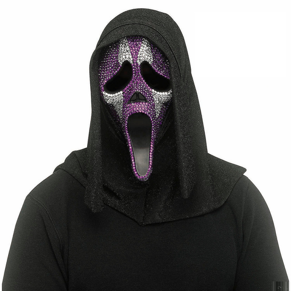 Elegant Adults Ghost Face Bling Jester Full Face Mask for Halloween Parties and Spooky Events
