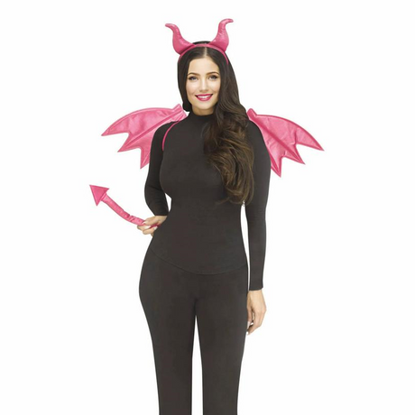 RADYAN Adults Pink Devil Horns, Wings & Tail Costume Set product image - Adult Costumes