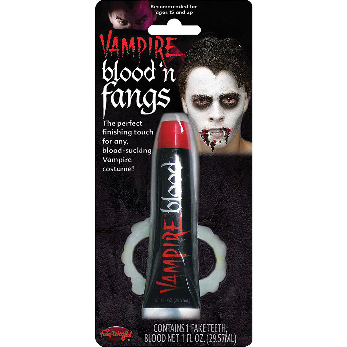 Vampire Blood and Teeth Kit for Halloween Costumes and Spooky Celebrate Events