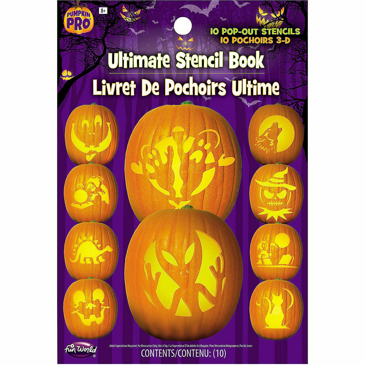Creative 10 Piece Stencil Kit for Fun Halloween Pumpkin Decorating Projects