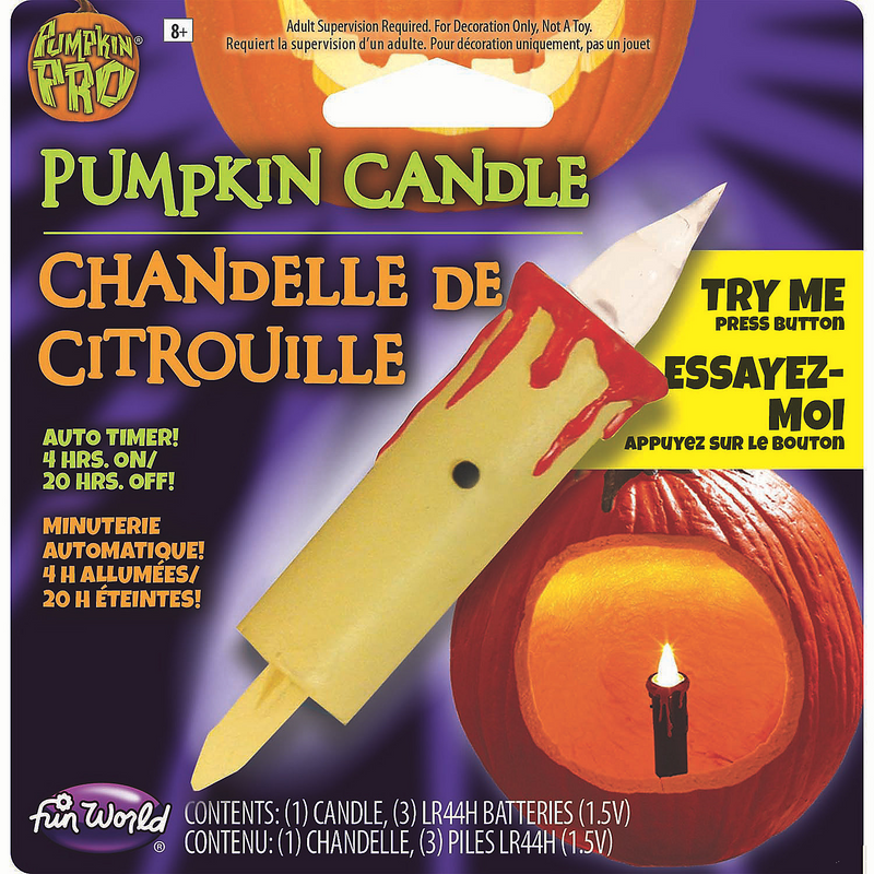 3 Flickering Battery-Operated Carved Pumpkin Candle