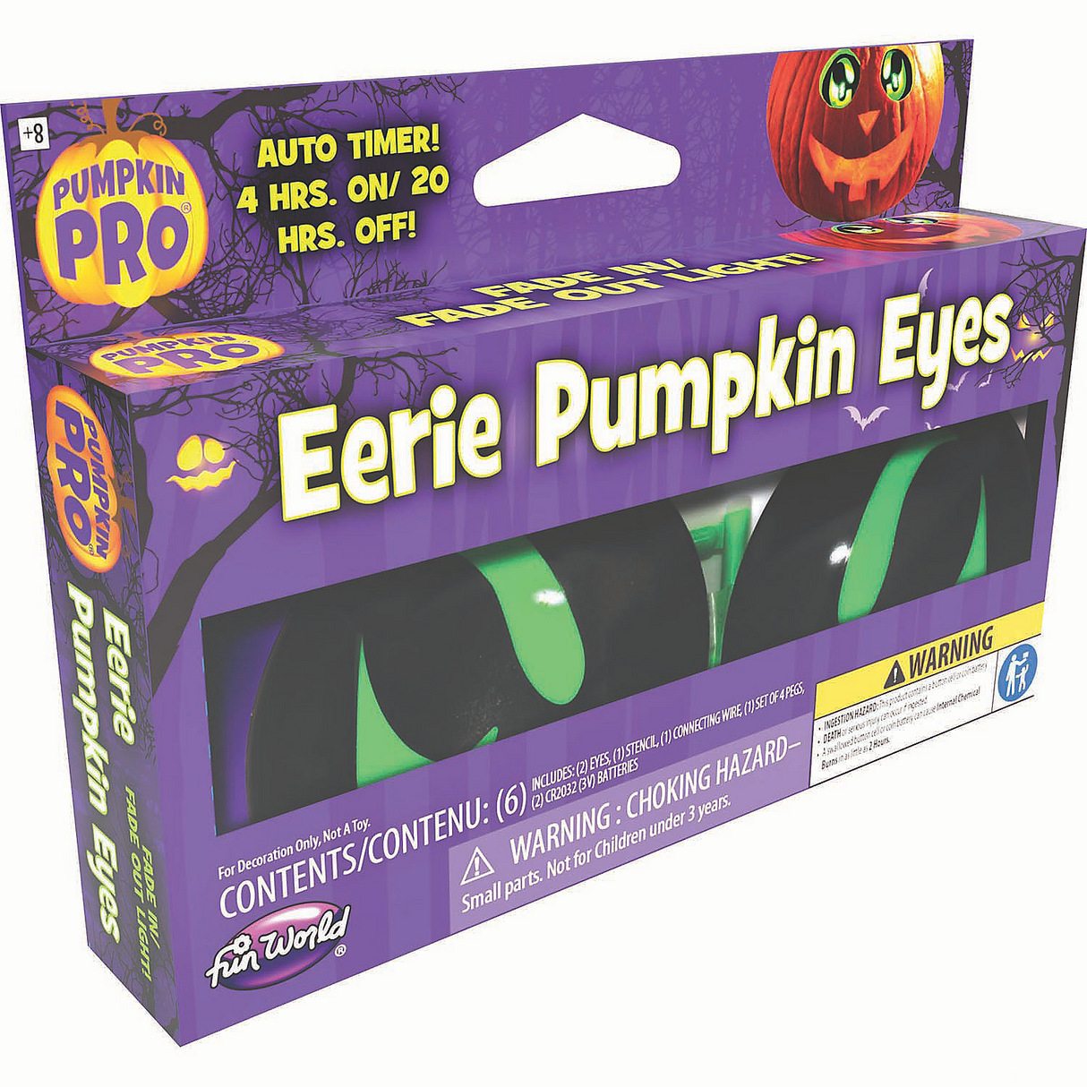 Fade In & Fade Out Battery-Operated Eerie Green Pumpkin Eyes Halloween Decoration