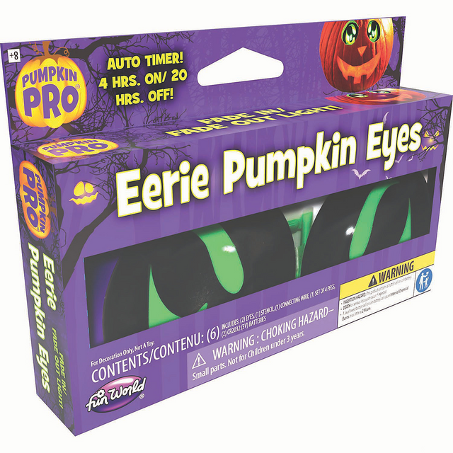 Fade In & Fade Out Battery-Operated Eerie Green Pumpkin Eyes Halloween Decoration