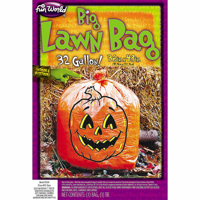 36" x 48" Orange Pumpkin Face Lawn Bag Halloween Decoration