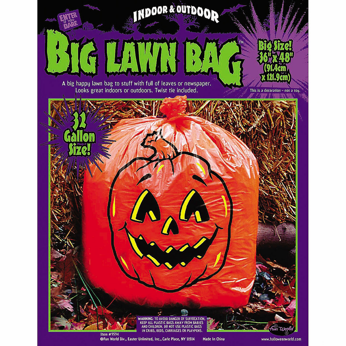 36" x 48" Orange Pumpkin Lawn Bag Floor Display