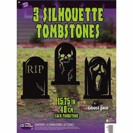 Ghost Face Silhouette Tombstones Set of 3