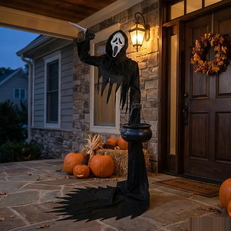 6 Ft. Ghost Face Illusionary Figure with Cauldron Halloween Decoration
