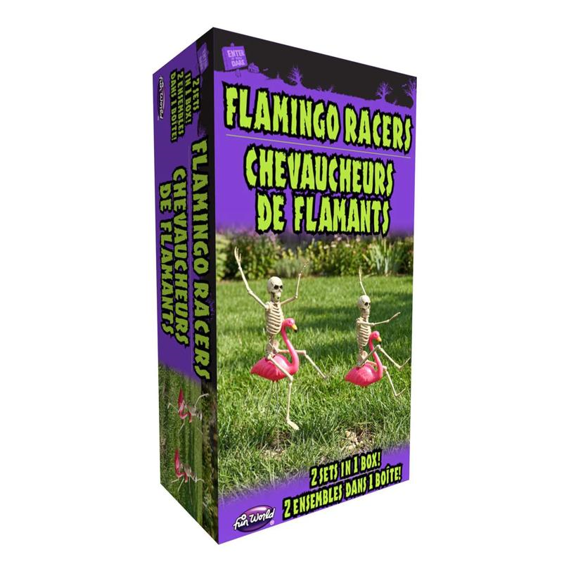 Skeleton Flamingo Racers Outdoor Halloween Decoration