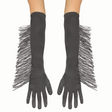 Adults Long Polyester Gloves with Black Fringe Costume Accessory