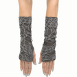 Adults Black & Gray Long Tattered Fingerless Sleevelets Costume Acesssory