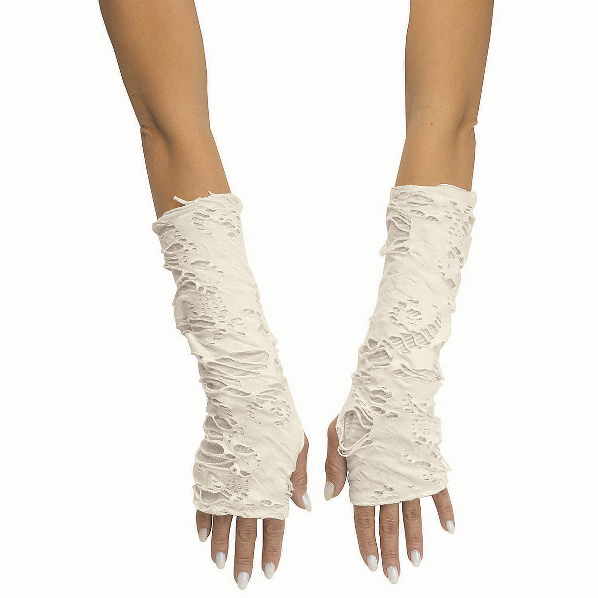 Elegant Long Tattered Fingerless Sleevelets for Halloween Costumes and Themed Dress-Up Events