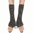 Adults Black Stretch Lace Long Fingerless Sleevelets Costume Accessory