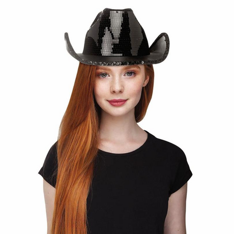 Adults Black Mirror Accent Cowgirl Hat Costume Accessory