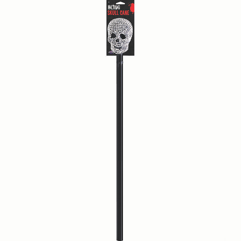 36 Rhinestone Bling Plastic Skull Cane Costume Accessory
