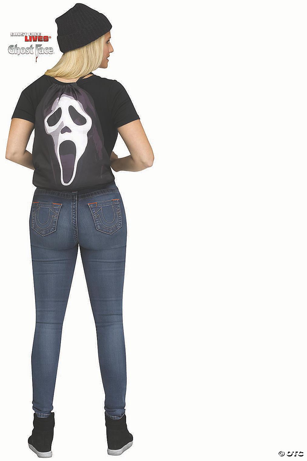 Durable 16 1/2 Inch ScreamT Ghost Face Drawstring Backpack for Halloween Parties and Scary Adventures