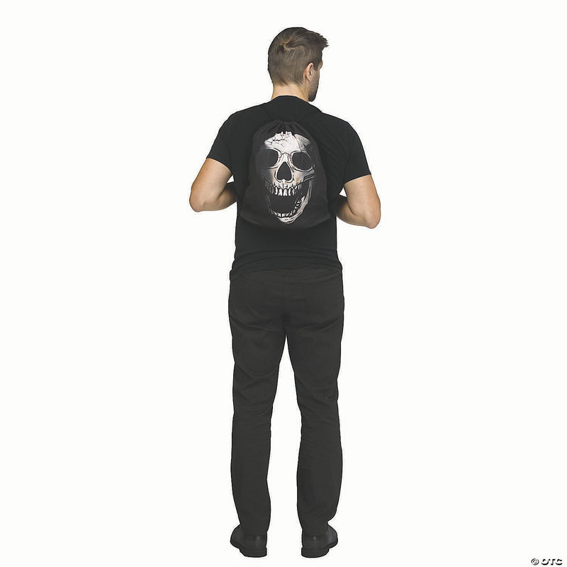 Spooky 16 1/2 Inch Skull Drawstring Backpack for Halloween and Festive Occasions