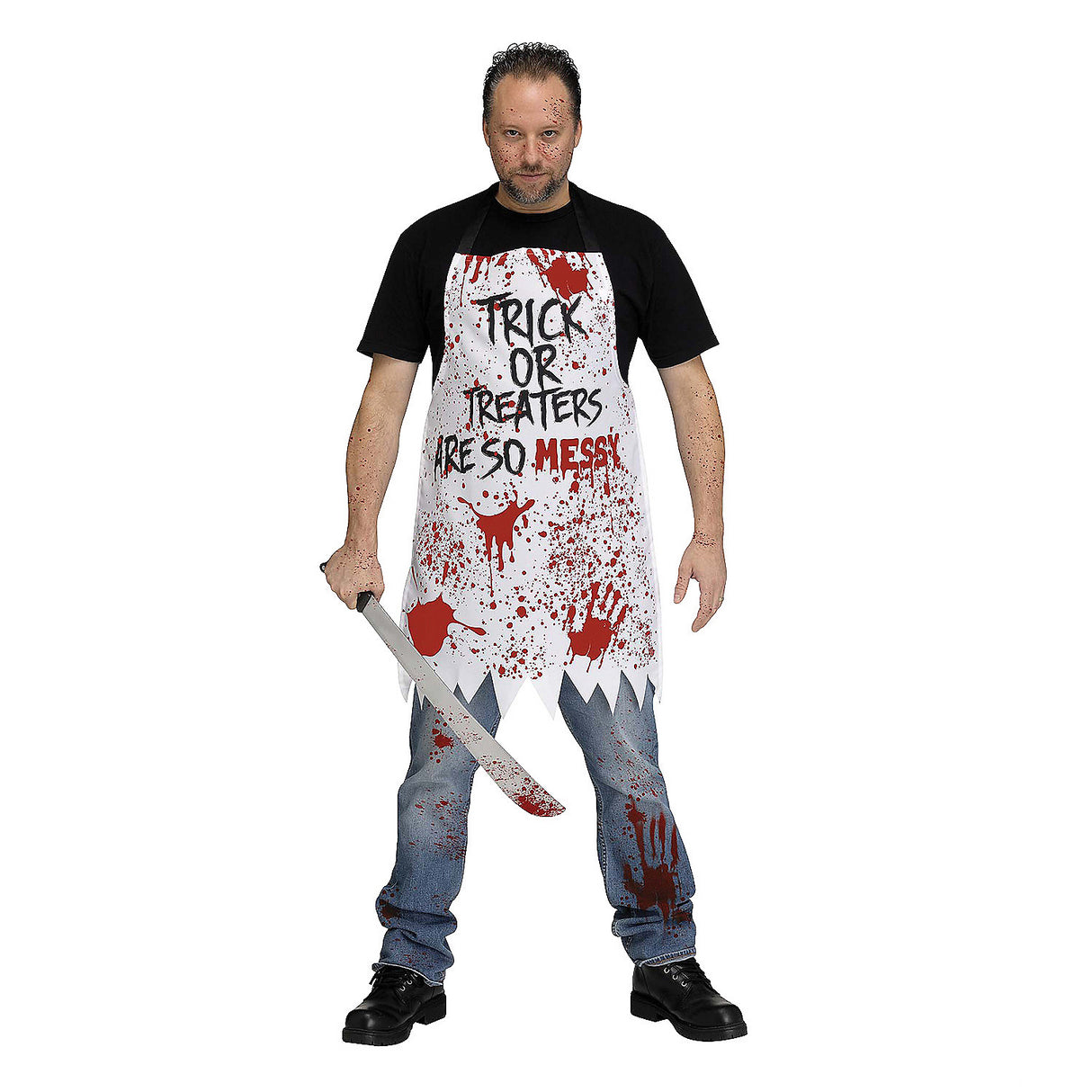 Adult Messy Horror Apron Costume Accessory for Halloween Parties and Cooking Frights