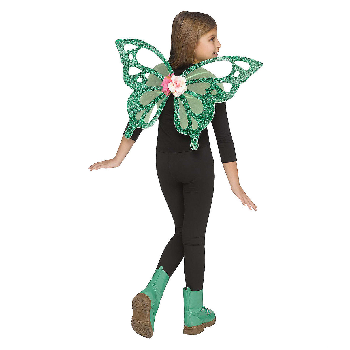 Kid's Green Shimmer Butterfly Wings for Creative Dress Up Parties and Imaginative Play