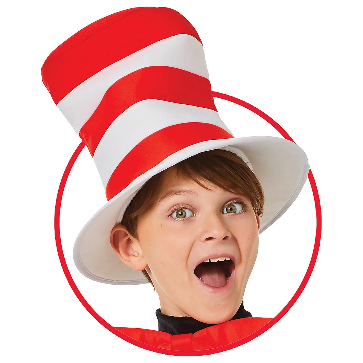 Official Kid's Cat in the Hat Red White Hat for Halloween Parties School Events and Fun Dress Up
