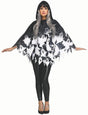 Adults Black & White Polyester Classic Ghost Poncho Costume Accessory