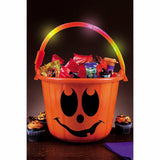 Light-Up Orange Jack-O-Lantern Safety Bucket for Halloween Trick-or-Treat Adventures and Spooky Celebrations