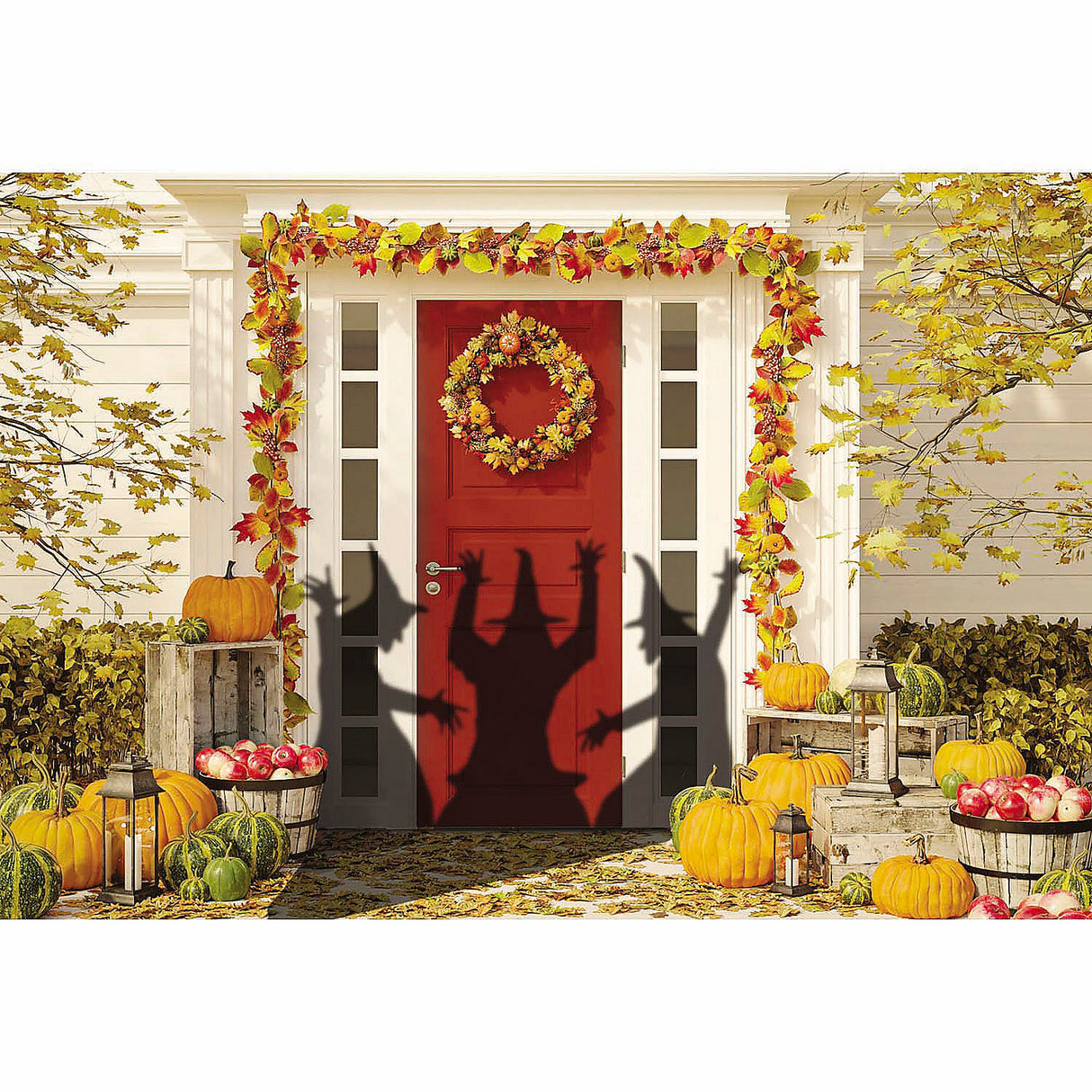 Spotlight Witch Silhouette Halloween Decoration with Timer for Festive Porch Party Display