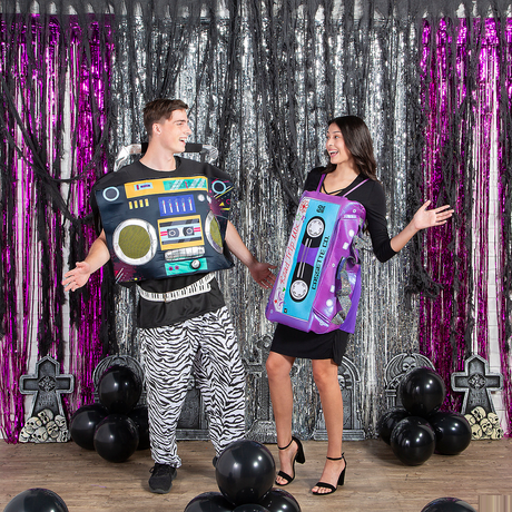 RADYAN Mix Tape and Boom Box Couples Costume - Retro Outfit for Parties product image showing the product clearly