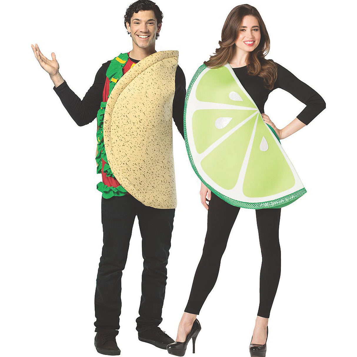 Fun Taco and Lime Slice Couple Costume for Halloween Parties and Themed Celebrations