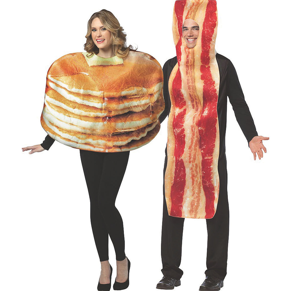 Fun Pancake And Bacon Slice Couple Costume for Halloween Parties Dress-Up and Group Celebrations
