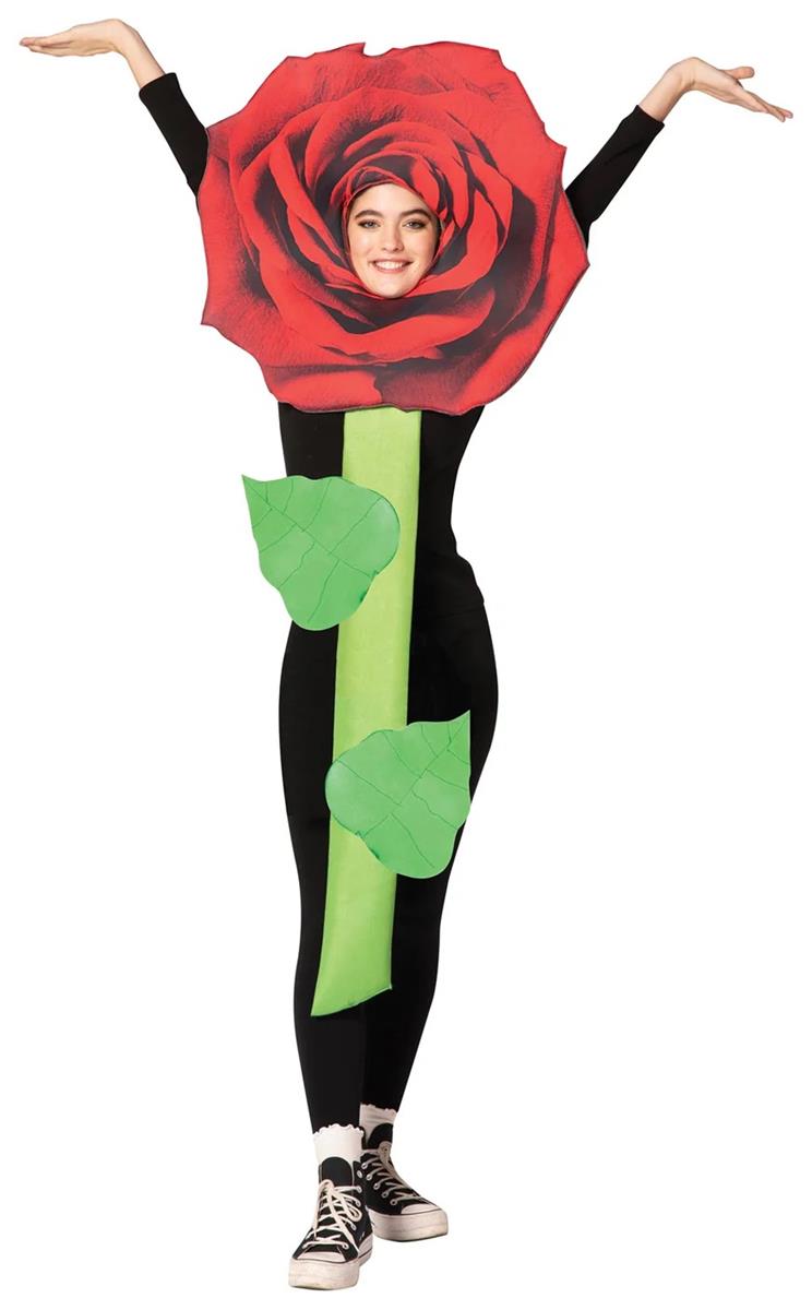 Charming Red Rose Flower Costume for Halloween Parties Themed Events and Couples Dress Ups