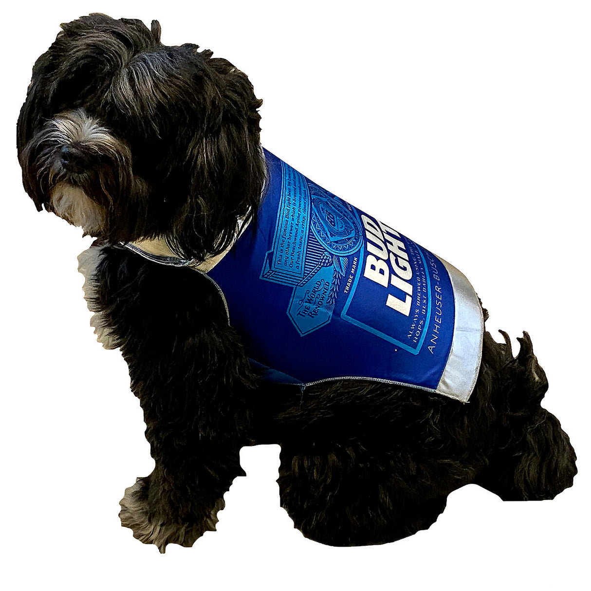 Officially Licensed Bud Light Can Dog Costume for Halloween Parties and Pet Celebrations