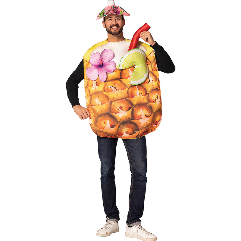 Adult pineapple cocktail drink costume with 3D details