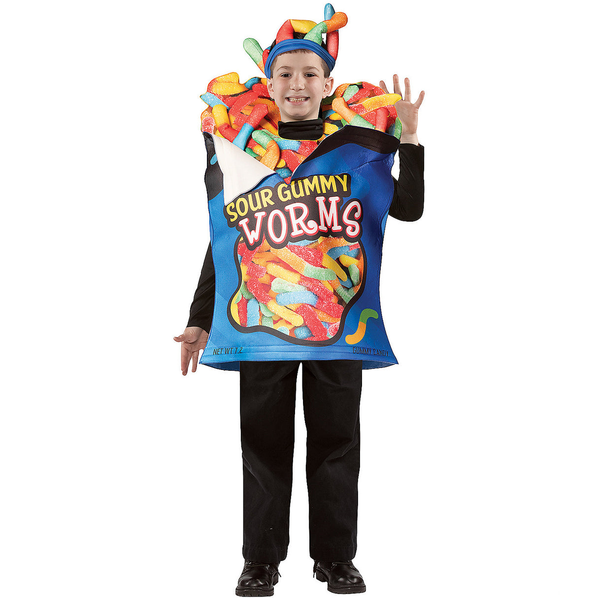 Sour Gummy Worms Child Costume for Fun Halloween School Events and Themed Parties