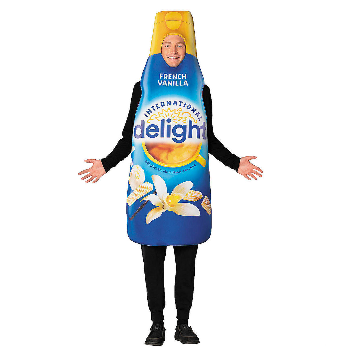 Stylish Adults International Delight Vanilla Creamer Costume for Funny Theme Parties and Halloween Celebrations