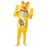 Adults Gold Lucky Cat Jumpsuit Costume