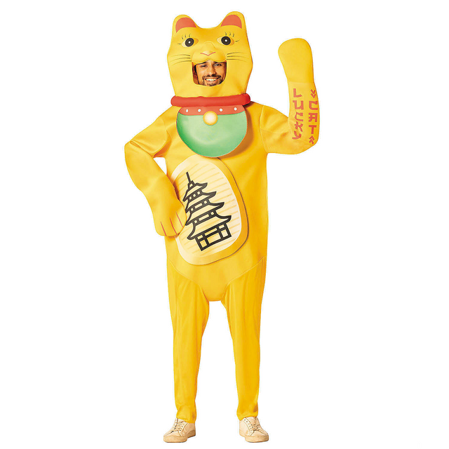 Adults Gold Lucky Cat Jumpsuit Costume