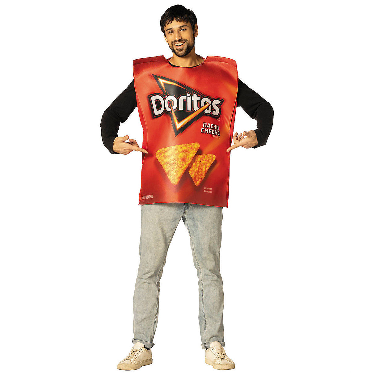 Adults Doritos Nacho Cheese Bag Tunic Costume for Fun Party Events and Food-Themed Celebrations