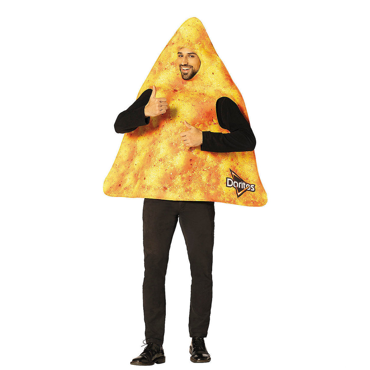 Adults Doritos Nacho Cheese Chip Tunic Costume for Fun Food Theme Parties and Halloween Celebrations