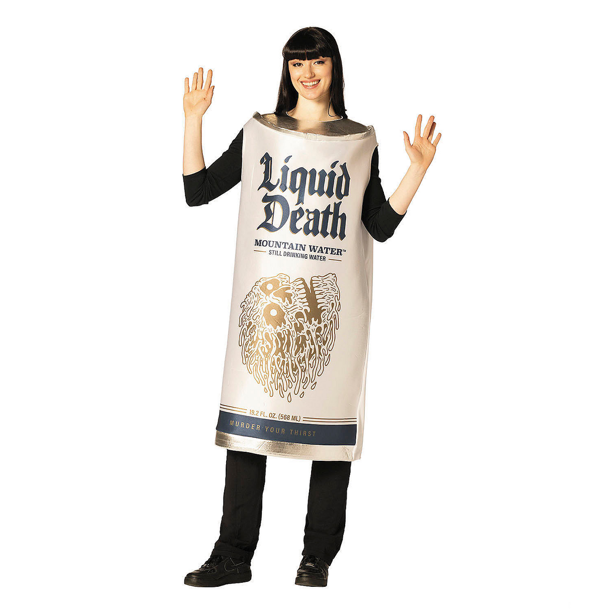 Adults Liquid Death Mountain Water Still Drinking Water White Can Tunic Costume