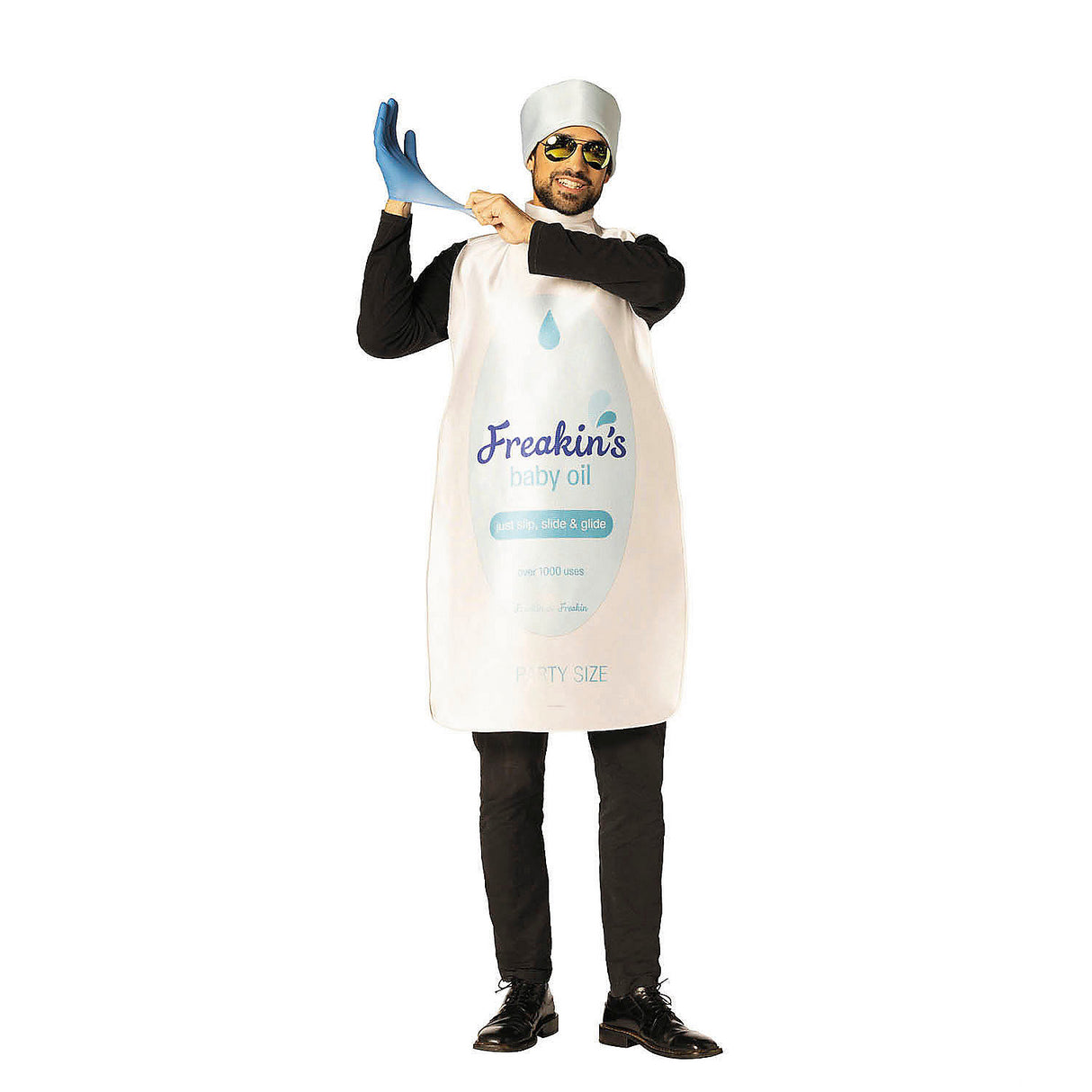 Funny Adults Baby Oil Bottle Tunic Costume for Halloween Parties and Themed Events