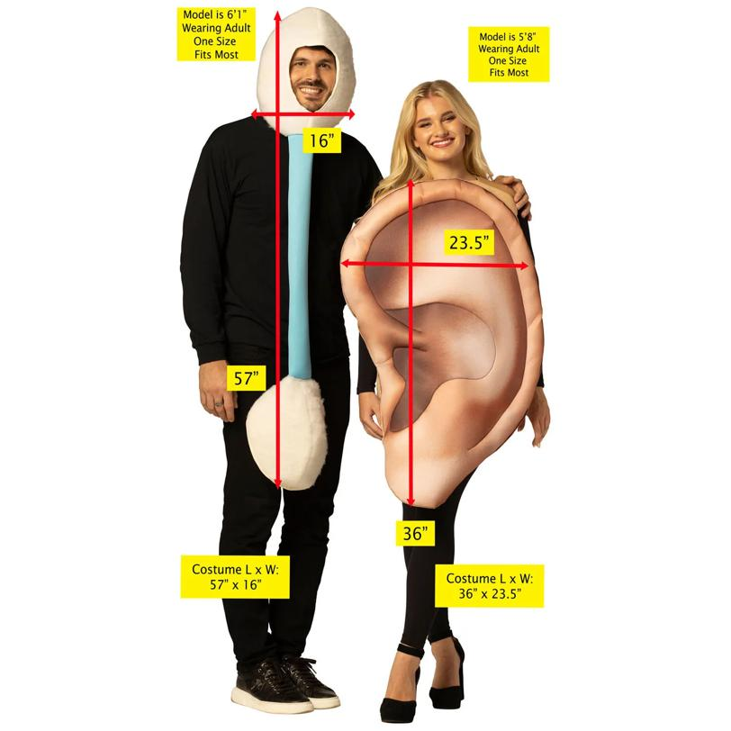 Adults Cotton Swab & Ear Couples Costumes - One Size