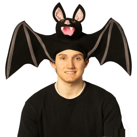 Adults Smiling Black Bat Hat with Wings Costume Accessory