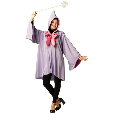 Adults Purple Fairy Godmother Hooded Cape & Wand Costume