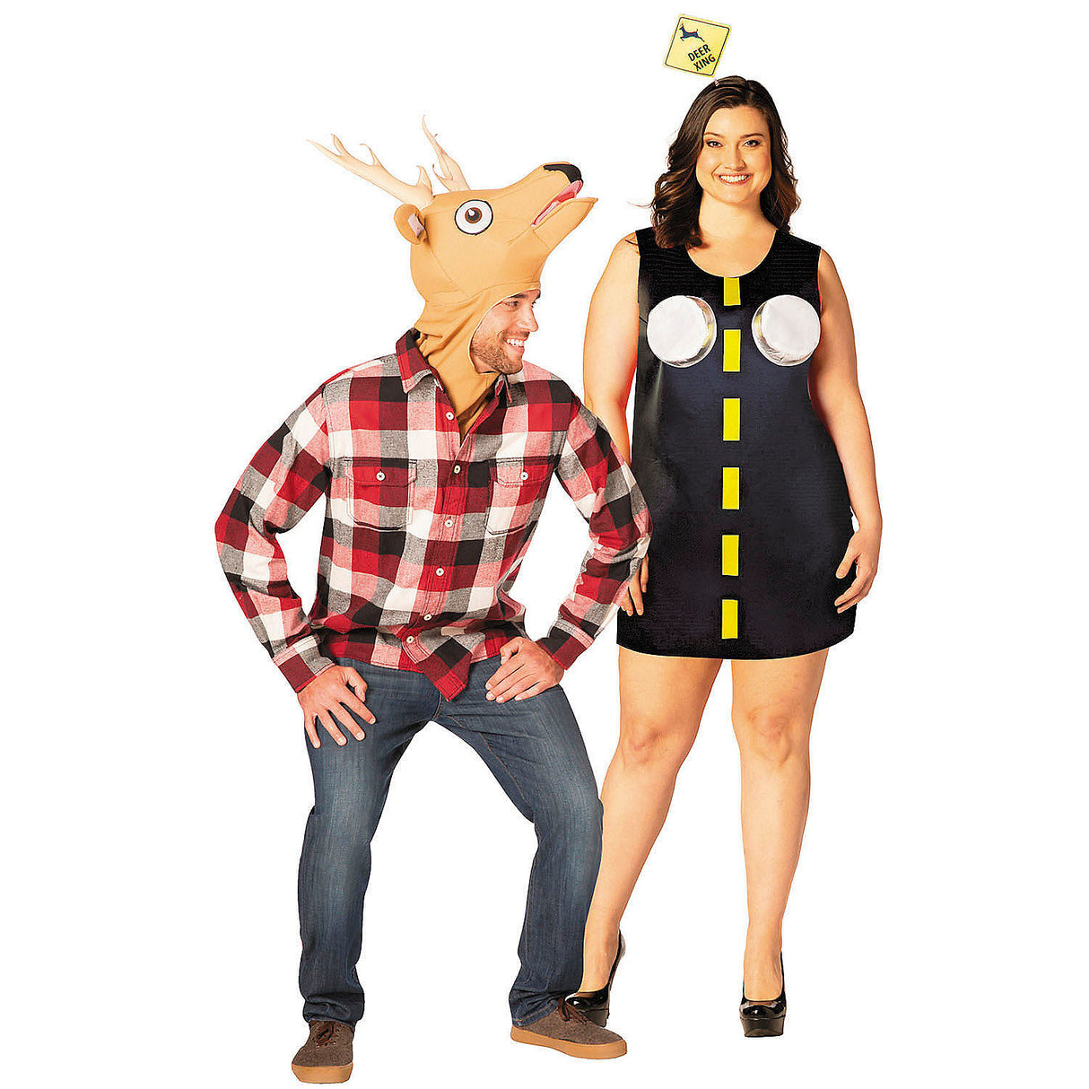 Creative Adults Deer in Headlights Couples Costume for Halloween and Funny Character Parties