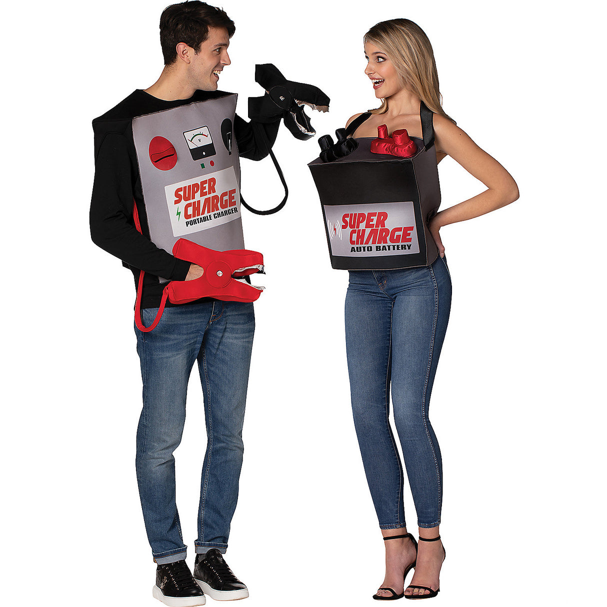 Fun Battery Jumper Cables Couple Costume for Creative Parties and Themed Celebrations