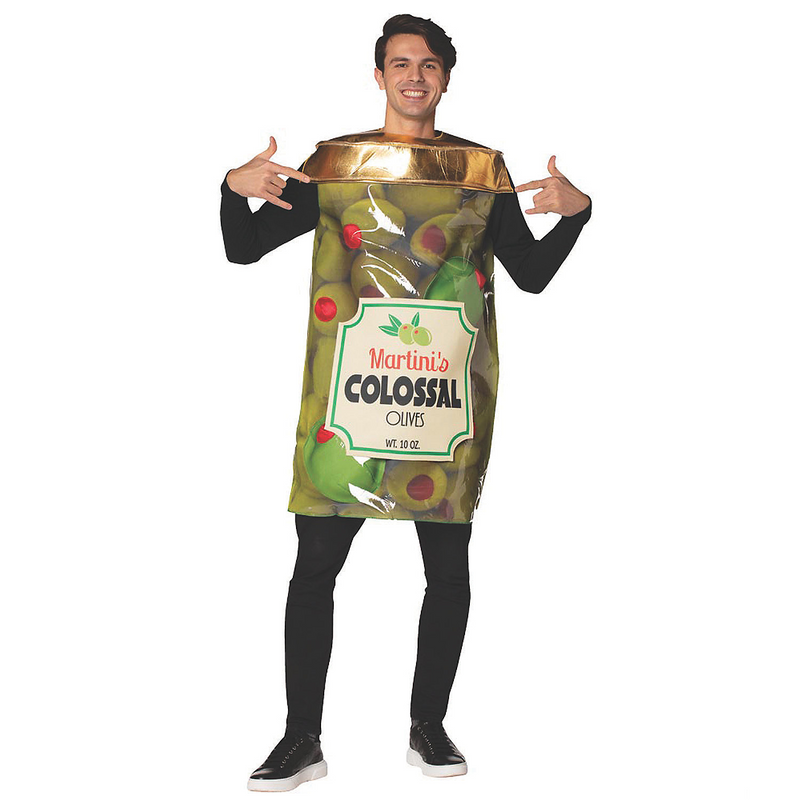 Adult olive jar food costume with 3D olive details