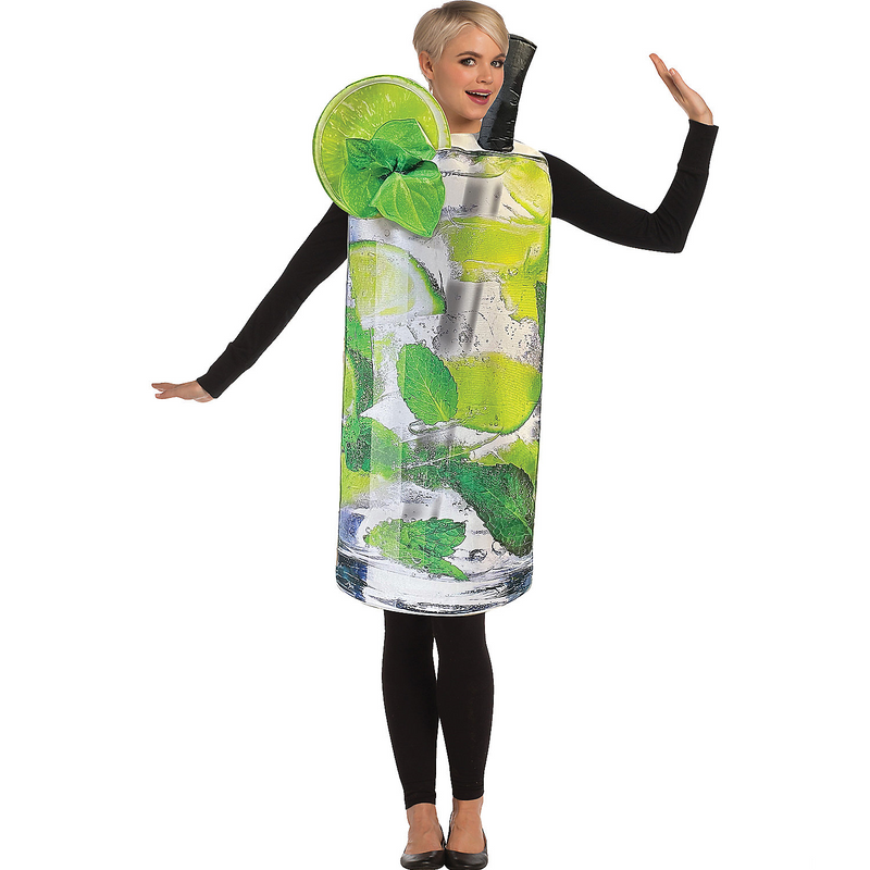 Adult mojito drink costume with 3D lime and straw