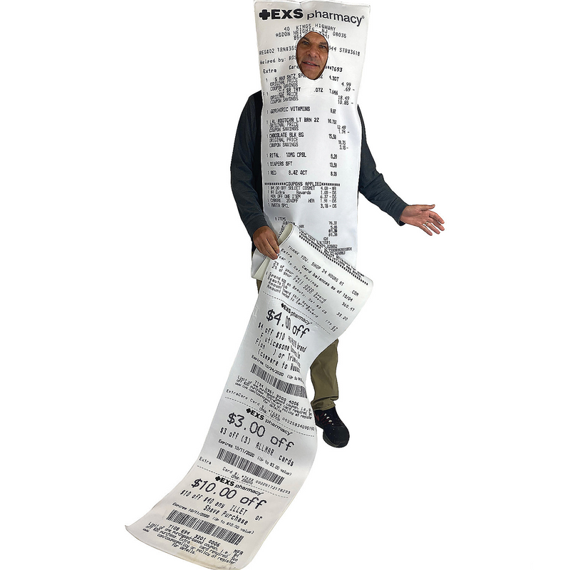 Exs-Ively Long Pharmacy Receipt Adult Cotume Costume