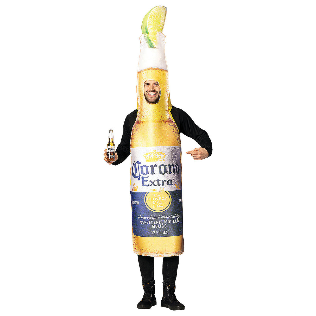 Humorous Corona Extra Bottle Costume for Halloween Parties and Fun Celebrations