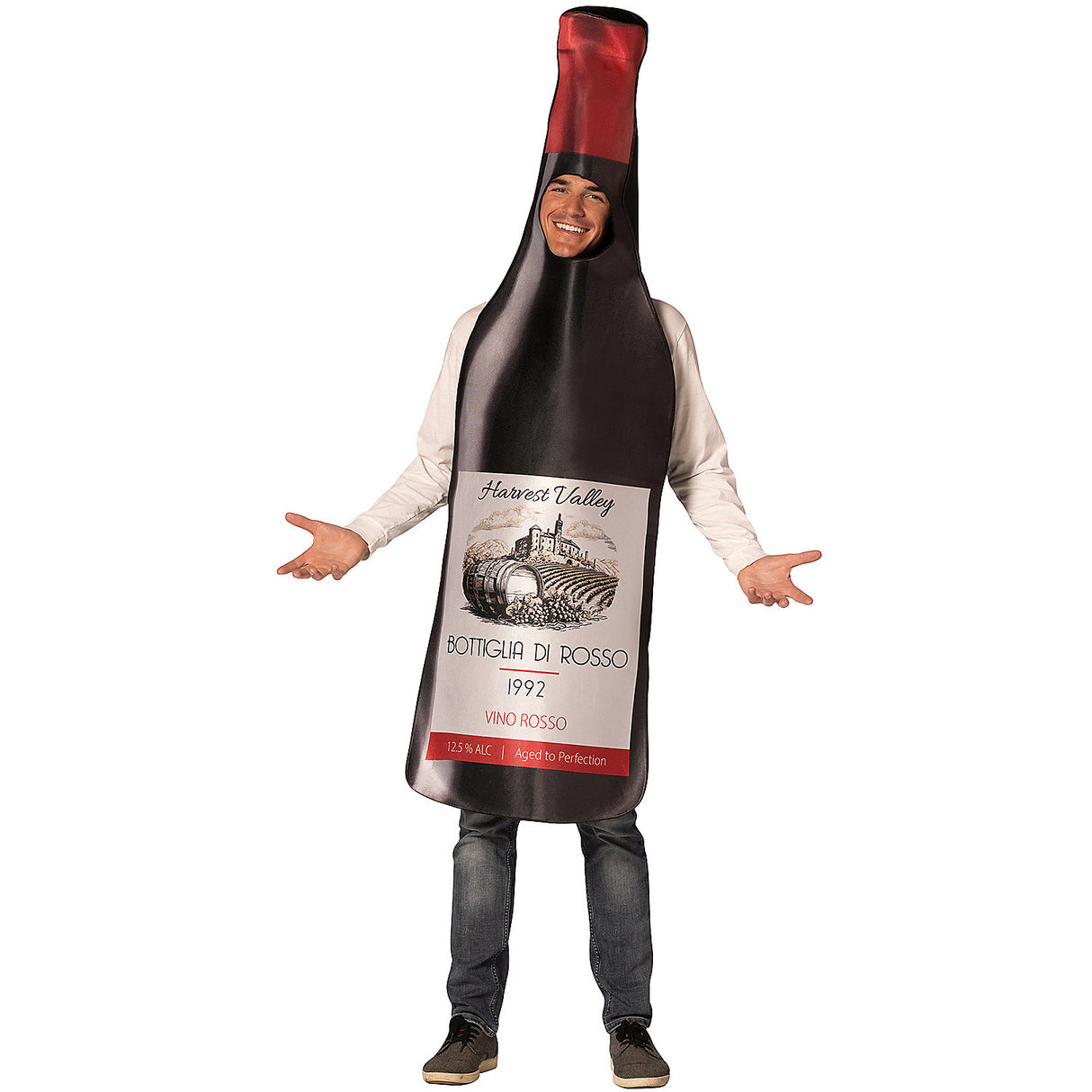 Fun Adults Get Real Bottle of Red Wine Costume for Halloween Parties Themed Events and Funny Dress Ups